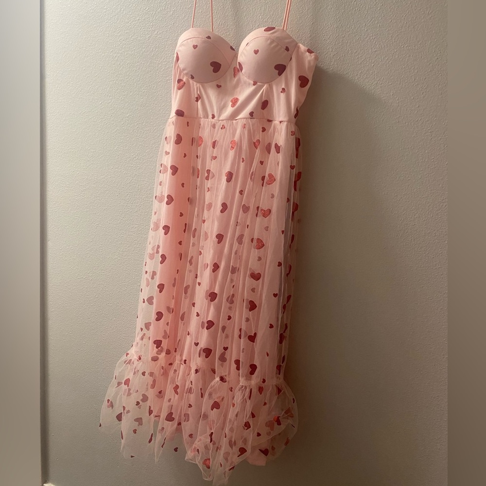 Valentine’s Day red and pink heart tule dress